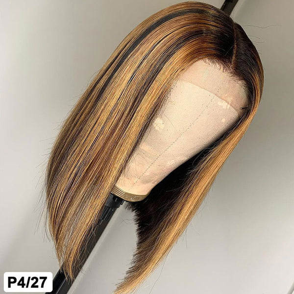 Piano Color Real Hair T Shaped Bob Headgear