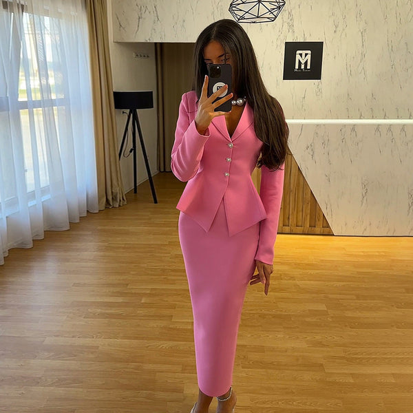 Temperament Commute Slim Basic Waist Skirt Suit Suit